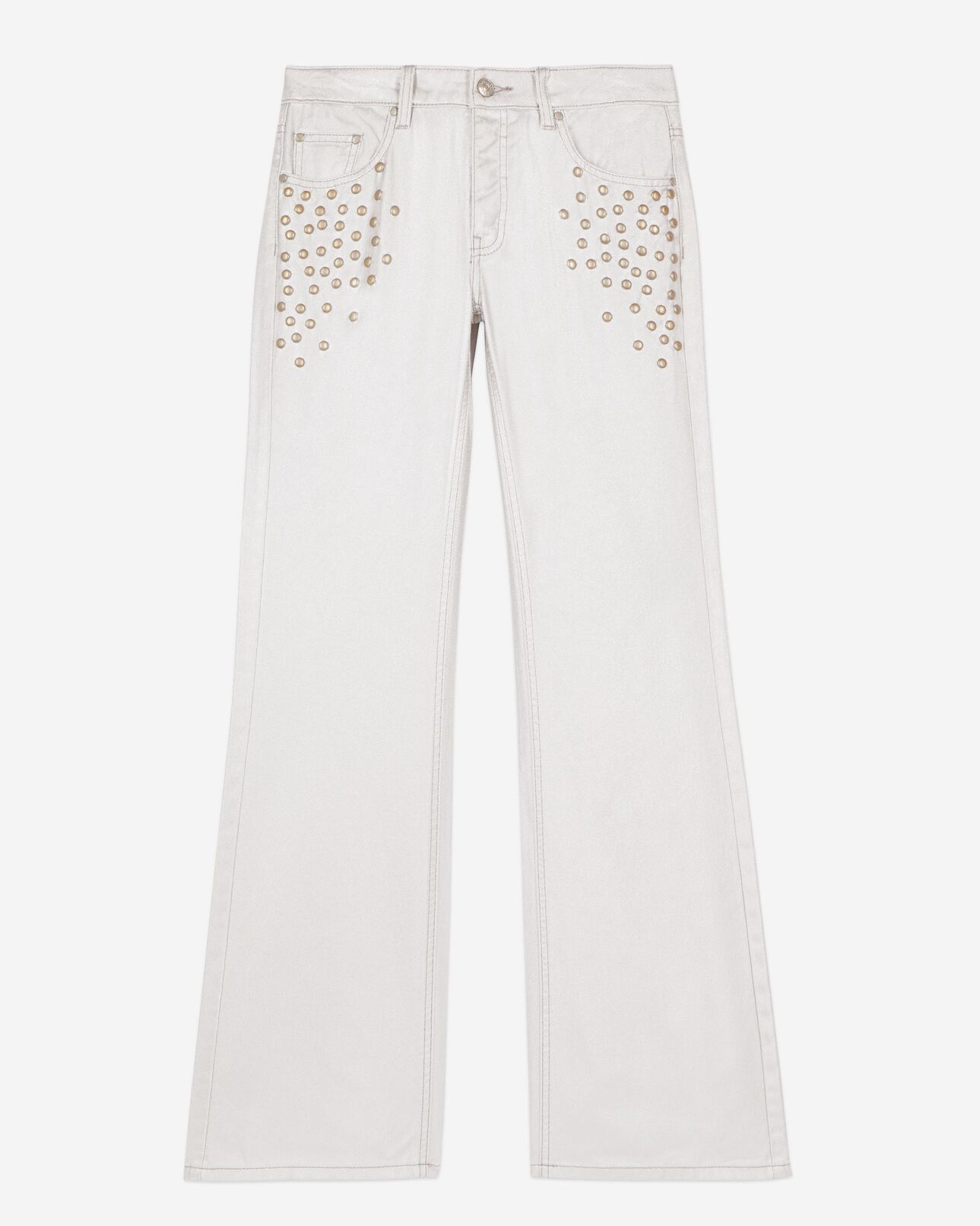 The Kooples WOMEN 52 ARGENT VIEILLI CORNE silver straight studded jeans