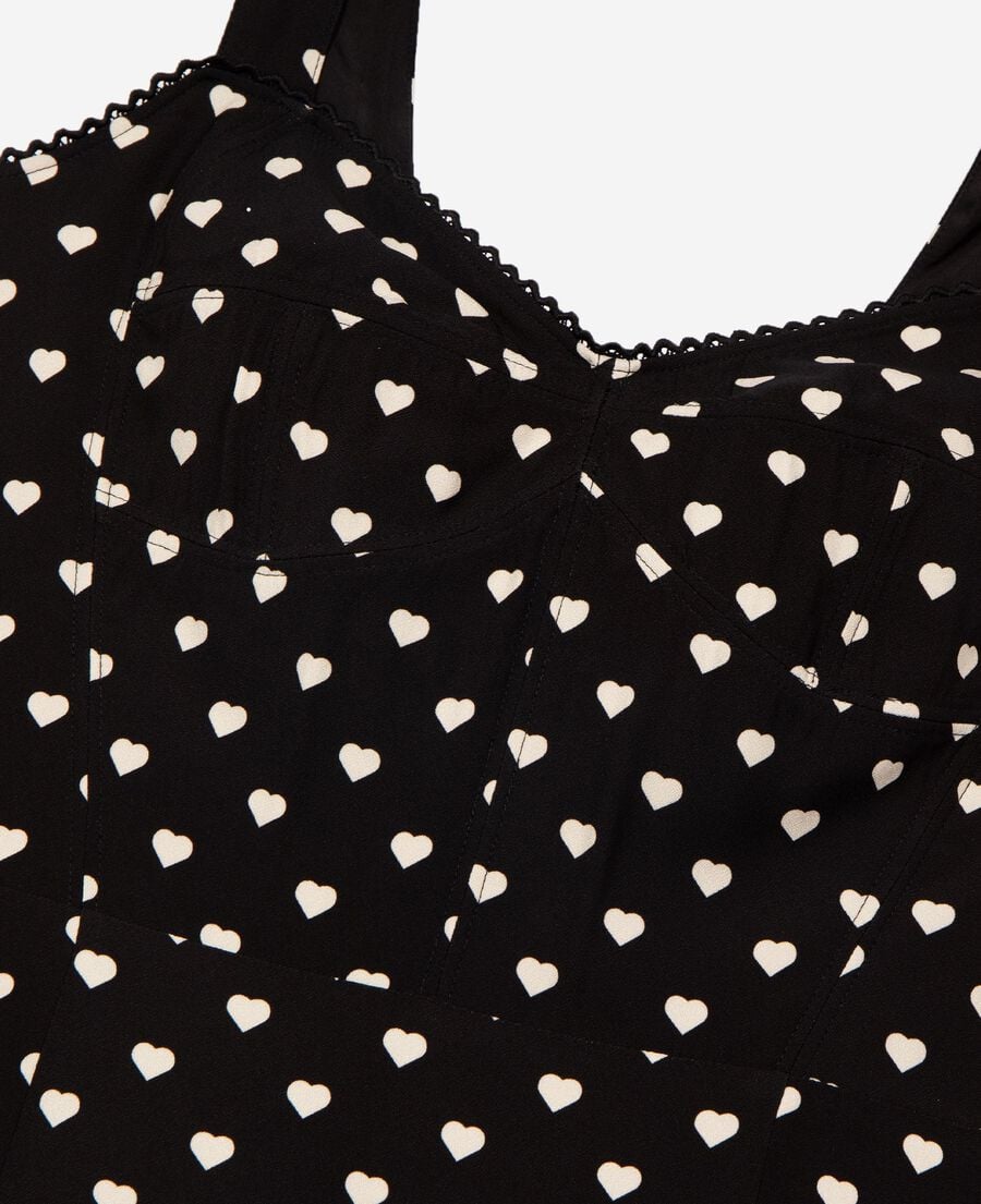 The Kooples WOMEN BLACK WHITE black corset-effect short dress with heart print