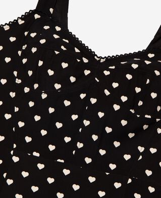 The Kooples WOMEN BLACK WHITE black corset-effect short dress with heart print