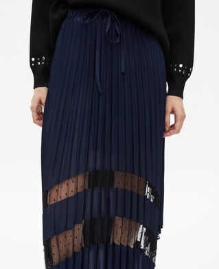 The Kooples WOMEN NAVY navy blue pleated long skirt