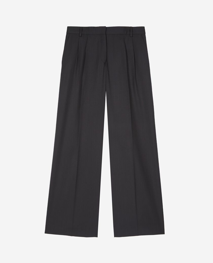 The Kooples WOMEN NAVY-RED wide-leg wool suit pants in navy stripes