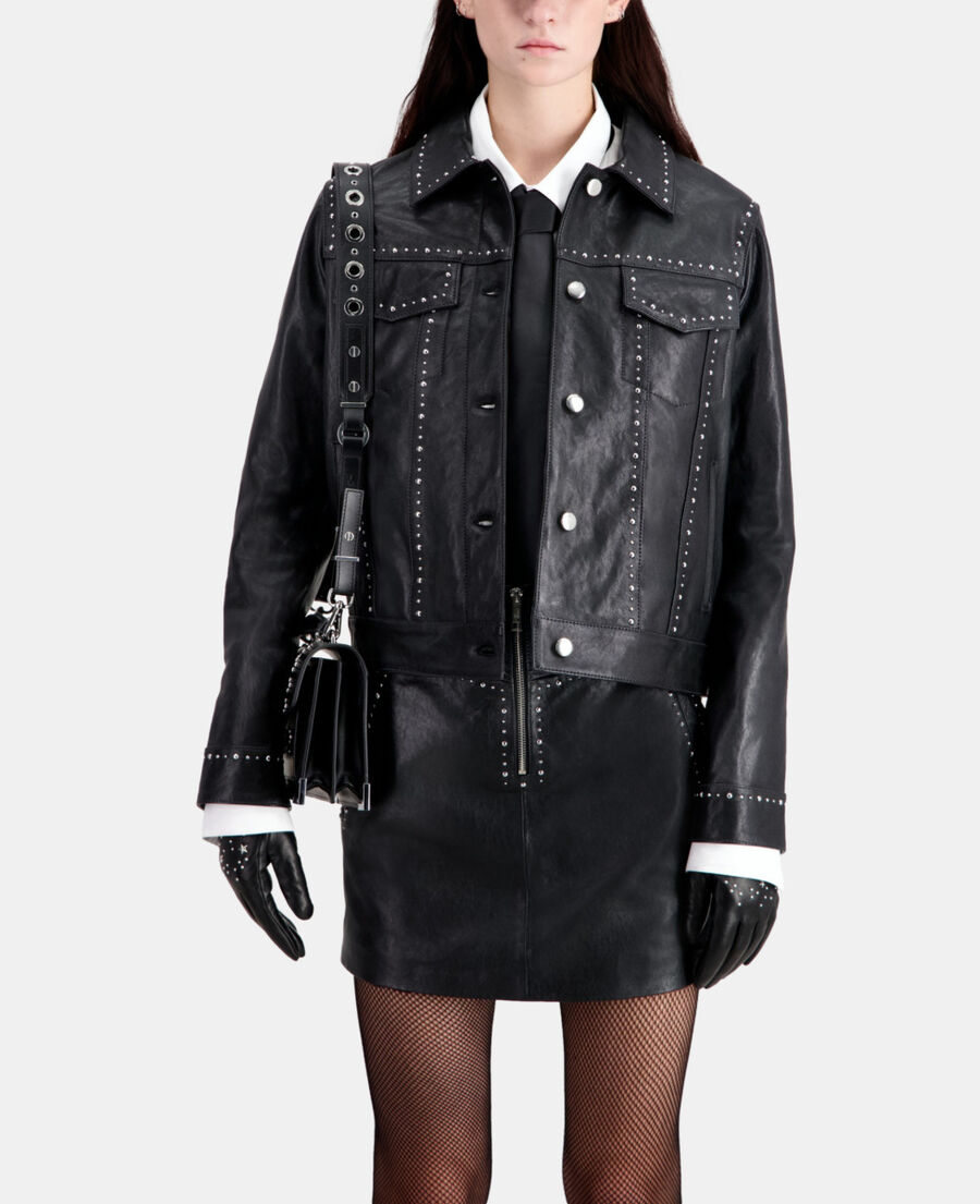 black leather jacket with studs