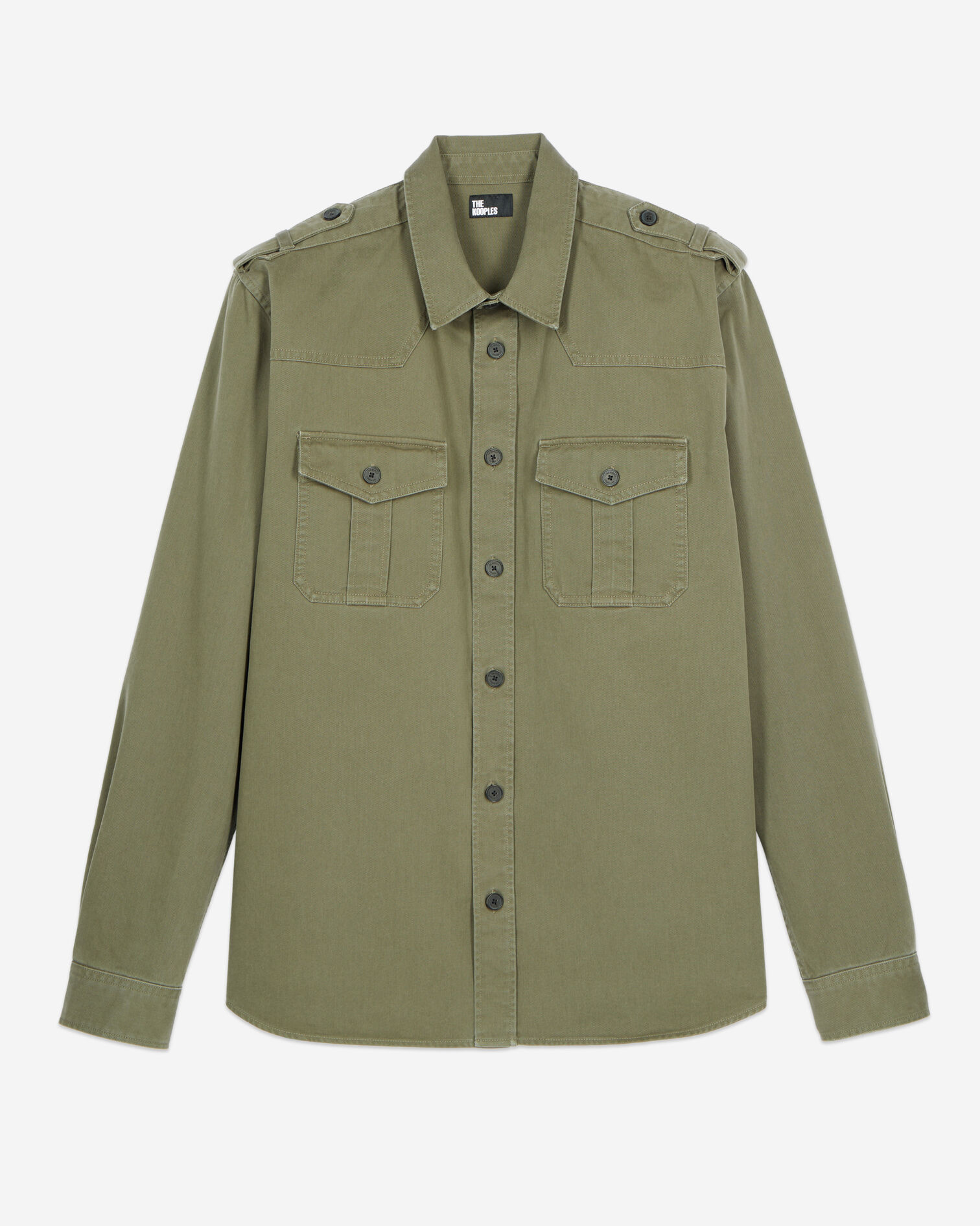 Khaki officer style overshirt, OLIVE NIGHT, hi-res image number null