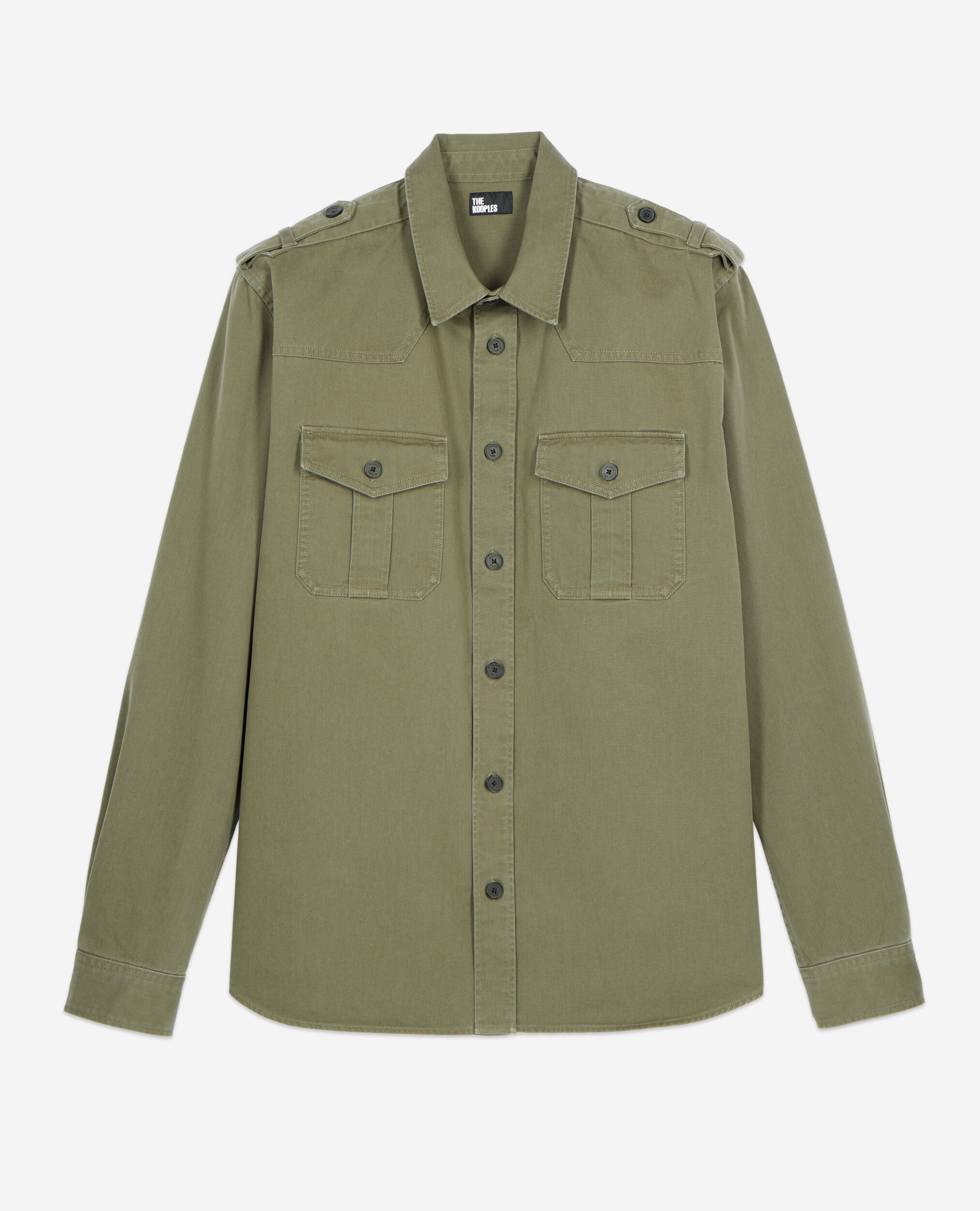 Khaki officer style overshirt, OLIVE NIGHT, hi-res image number null