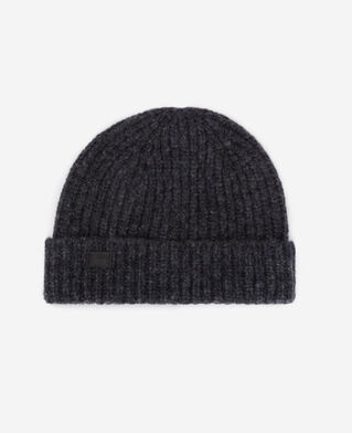 The Kooples FEMME ANTHRACITE MELANGE bonnet gris en mélange de laine côtelé