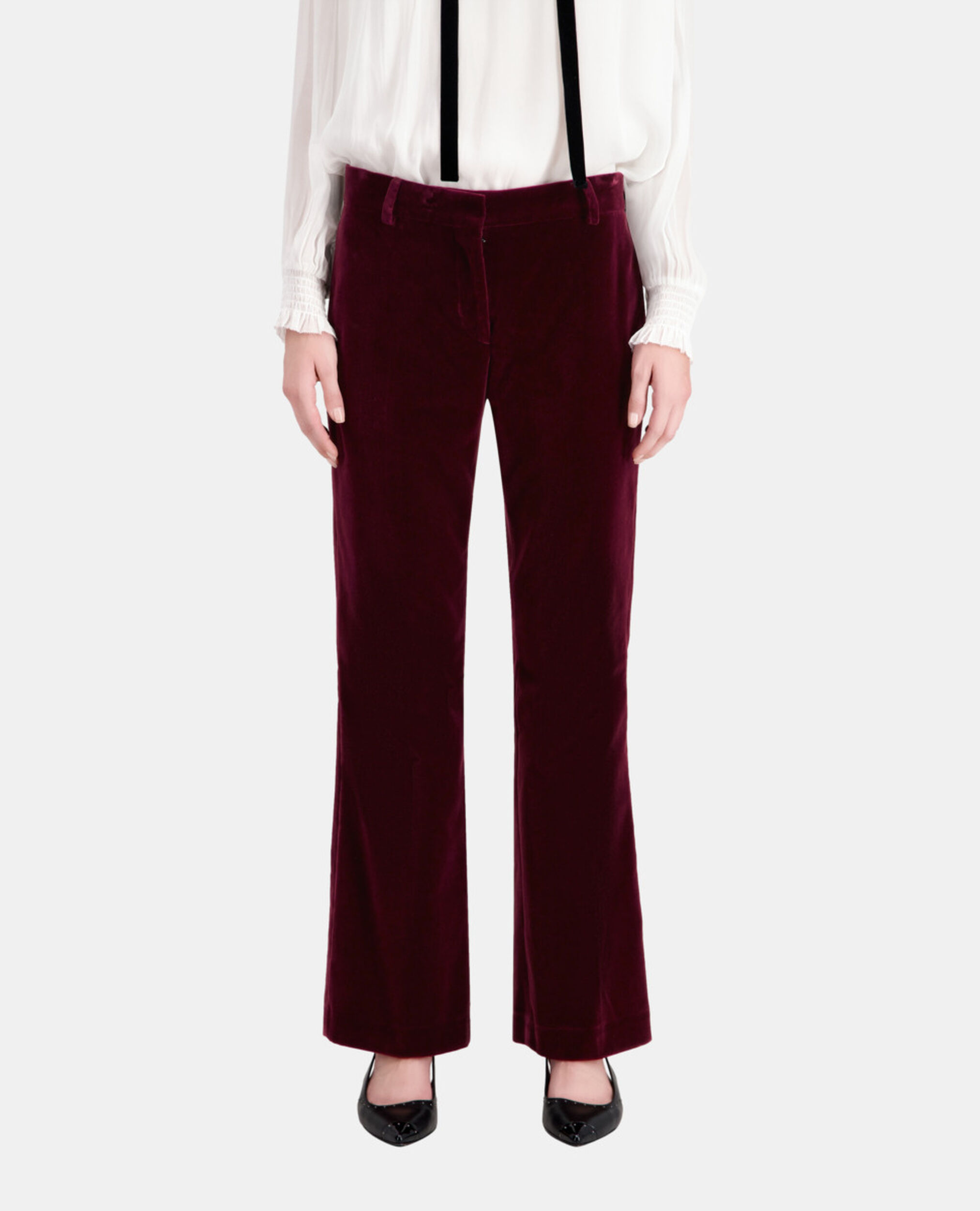 Burgundy velvet suit trousers, BURGUNDY, hi-res image number null