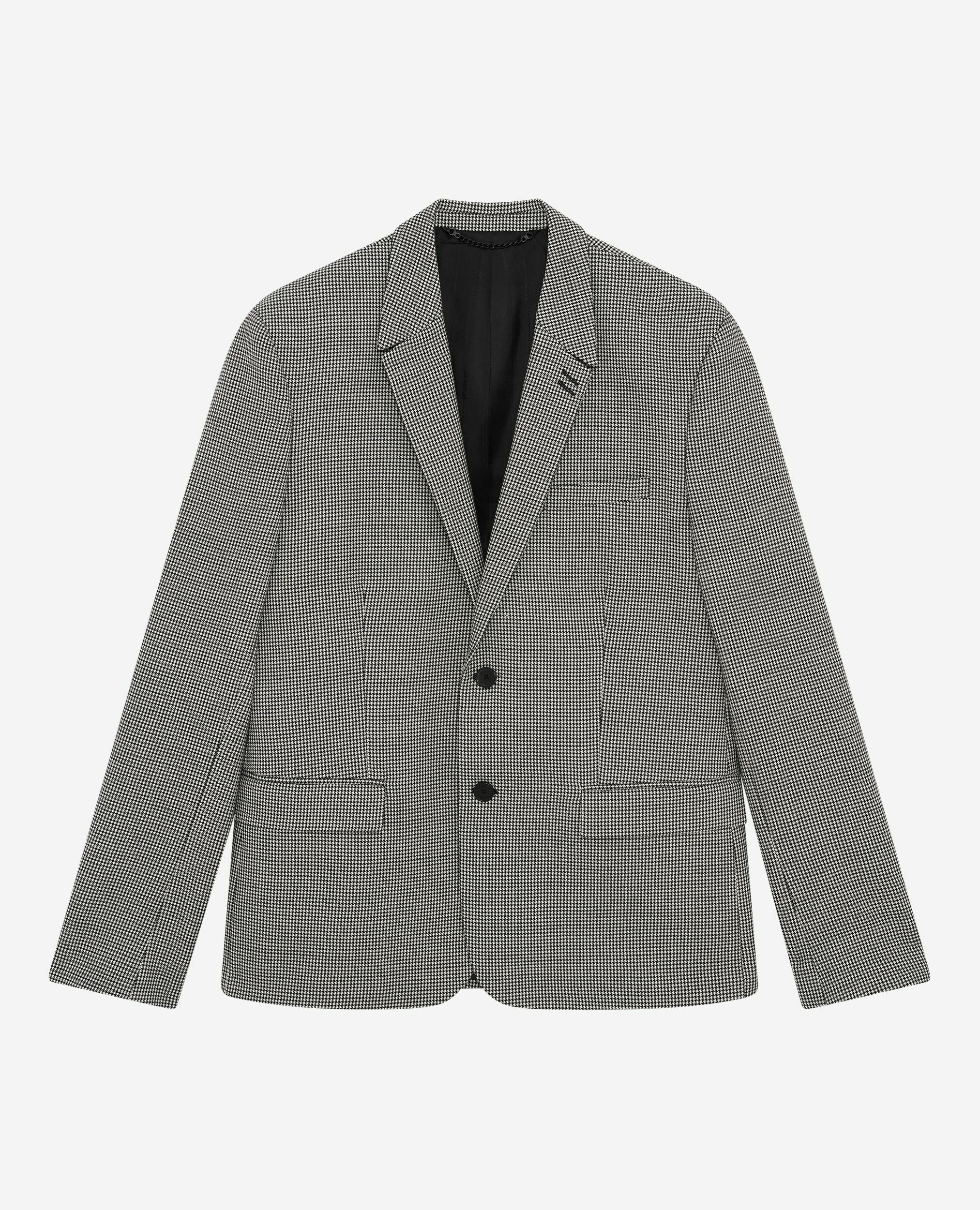 Veste de costume en pied de poule noir et blanc, BLACK GREY, hi-res image number null