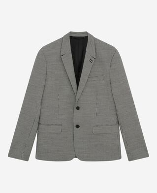 The Kooples HOMME BLACK GREY veste de costume en pied de poule noir et blanc