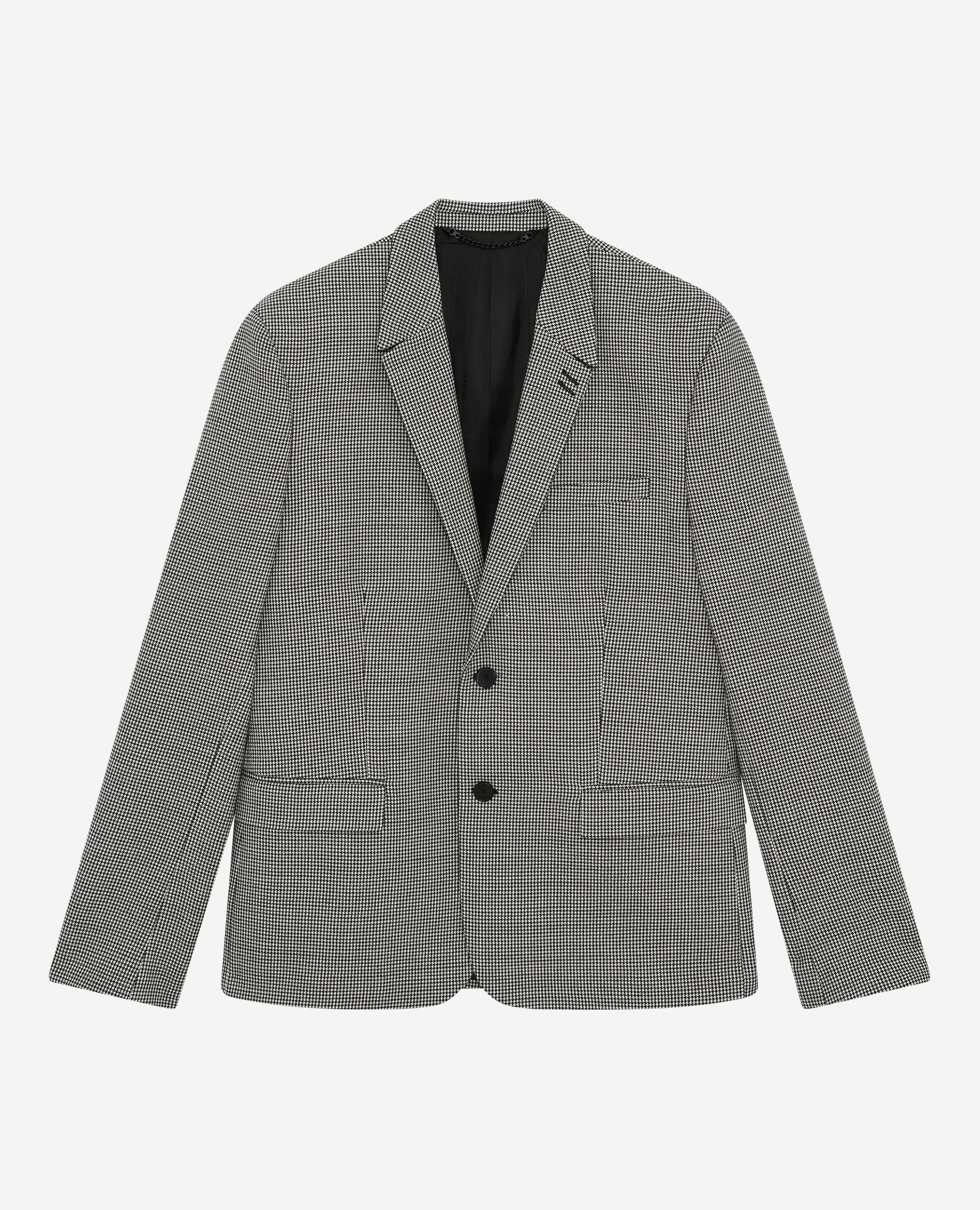 Veste de costume en pied de poule noir et blanc, BLACK GREY, hi-res image number null
