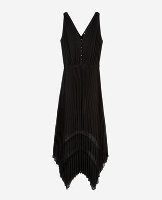 The Kooples DAMEN BLACK schwarzes, plissiertes langes kleid
