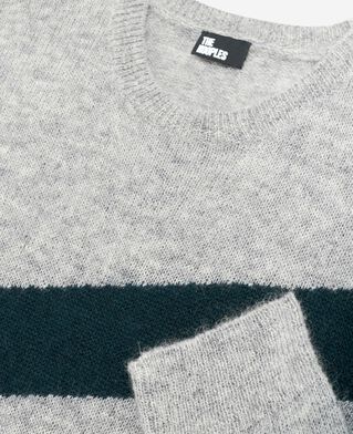 The Kooples MEN MIDDLE GREY sweater with contrasting grey stripes