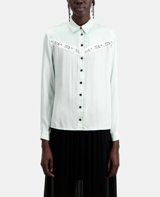 The Kooples DAMEN OCEAN hellgr&uuml;nes hemd mit spitzendetail