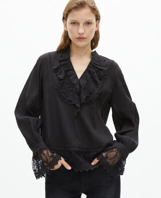 The Kooples WOMEN BLACK blouse with black guipure