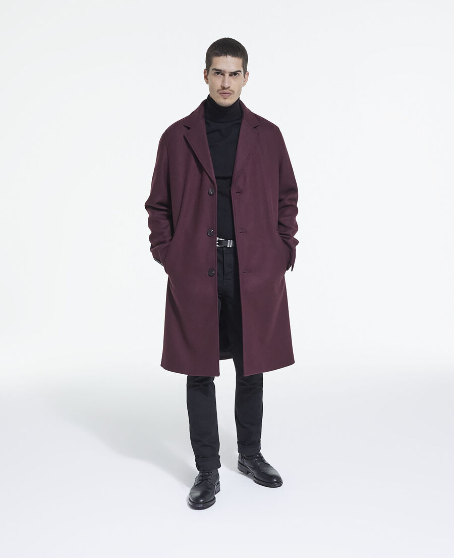 Burgundy wool coat | The Kooples - US