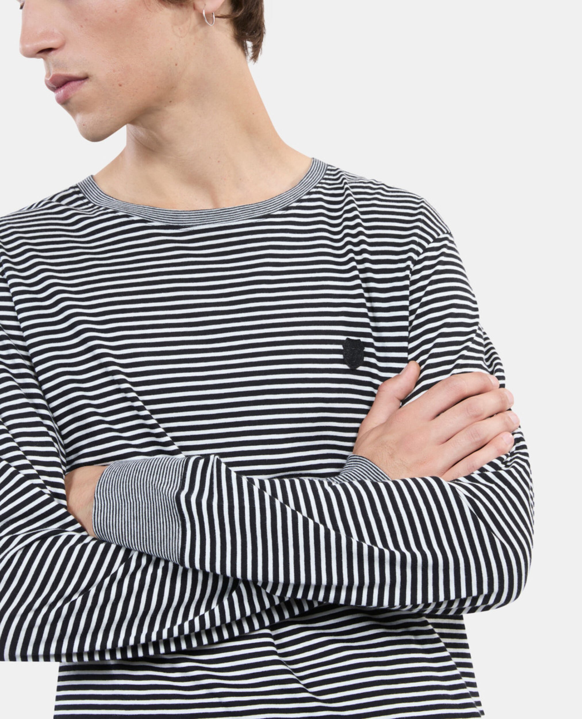 Striped long-sleeved t-shirt, BLACK / WHITE, hi-res image number null