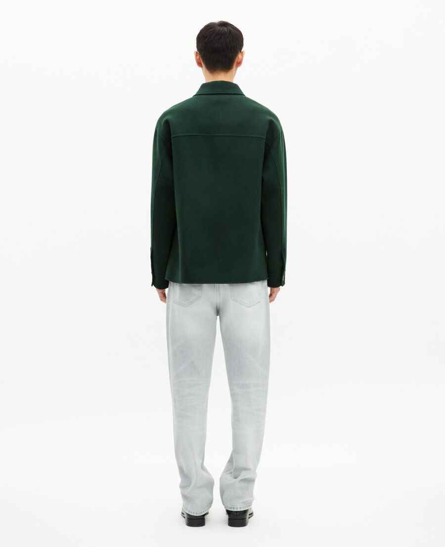 The Kooples HOMME BOTTLE GREEN surchemise en laine vert foncé