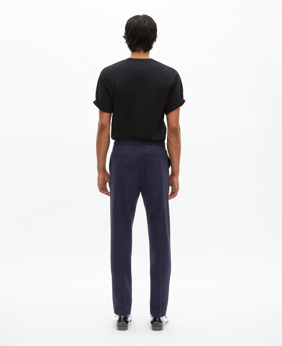 The Kooples MEN NAVY straight elasticated pants in navy wool