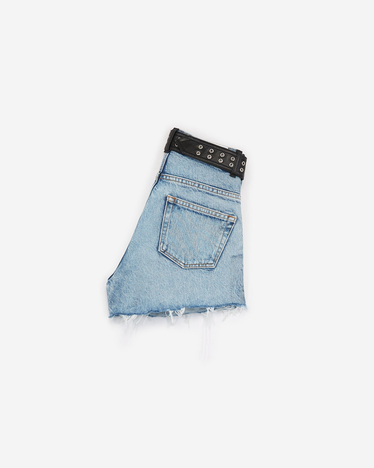 The Kooples MUJER DARK BLUE short azul vaquero deshilachado cinturón