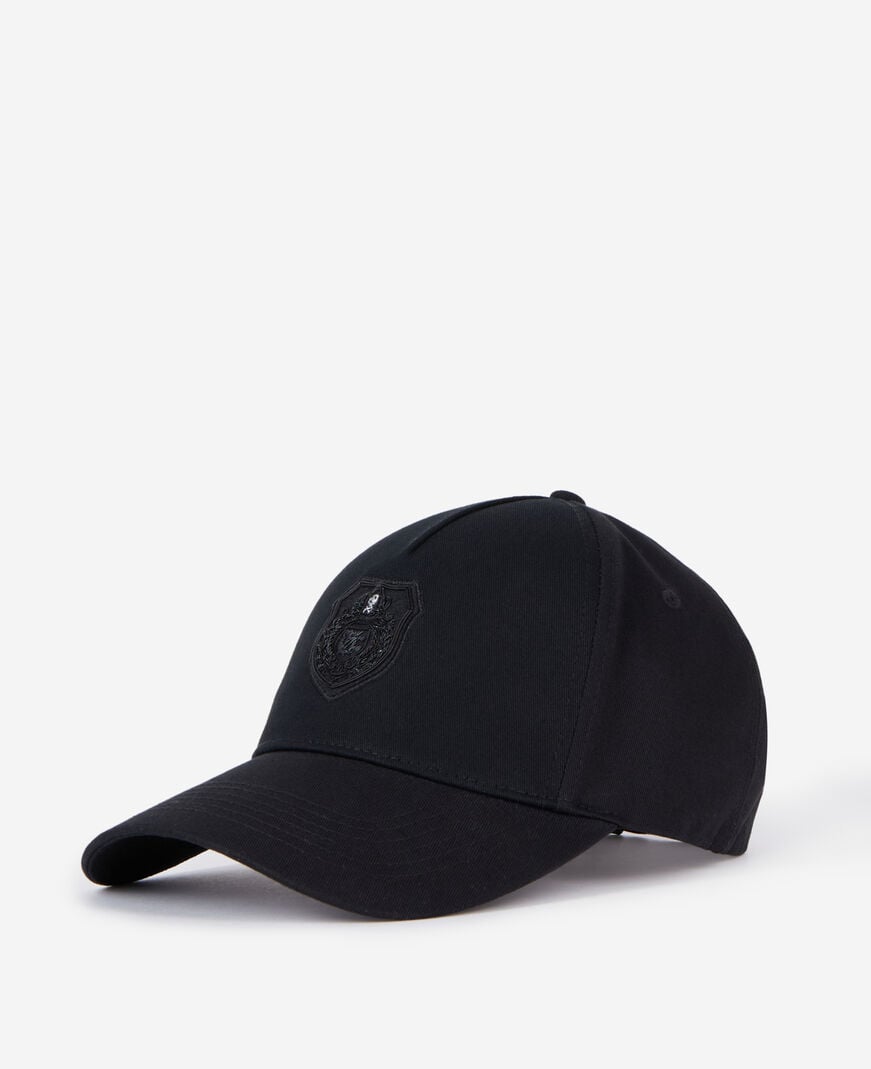 The Kooples MIXED BLACK black cap with blazon patch