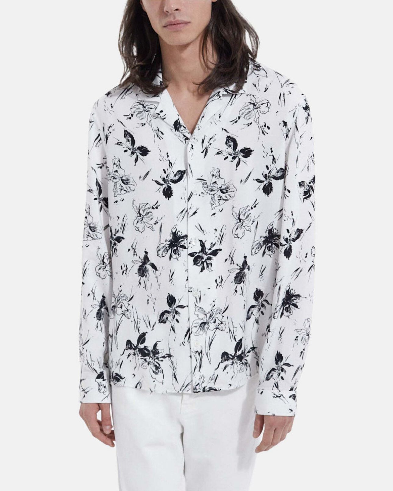 The Kooples MEN WHITE / BLACK men's white shirt with floral print