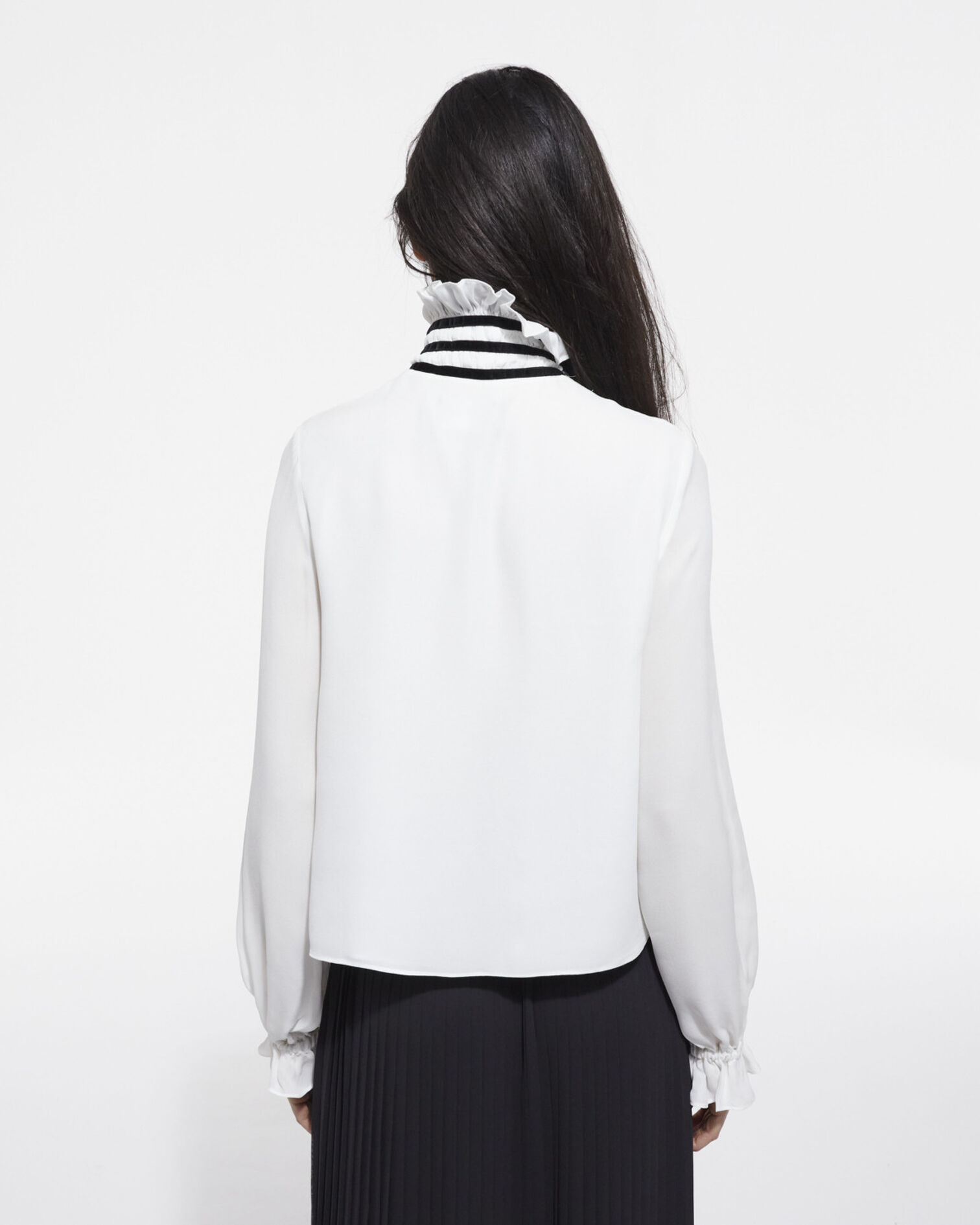 White silk top, WHITE, hi-res image number null