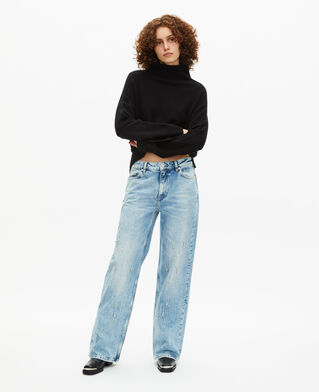 The Kooples WOMEN BLACK black cashmere stand-up collar sweater