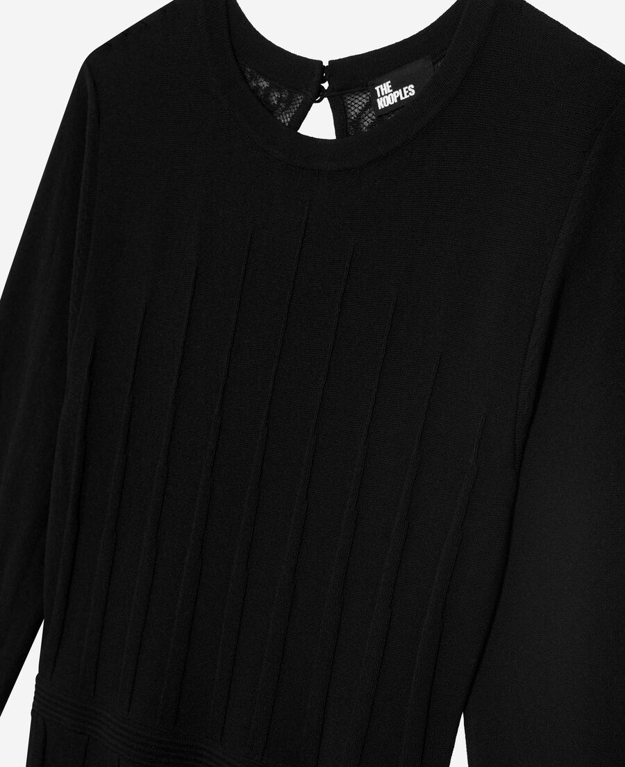 The Kooples DAMEN BLACK langes strickkleid mit schwarzer spitze