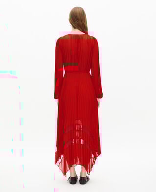 The Kooples FEMME RED robe longue plissée rouge