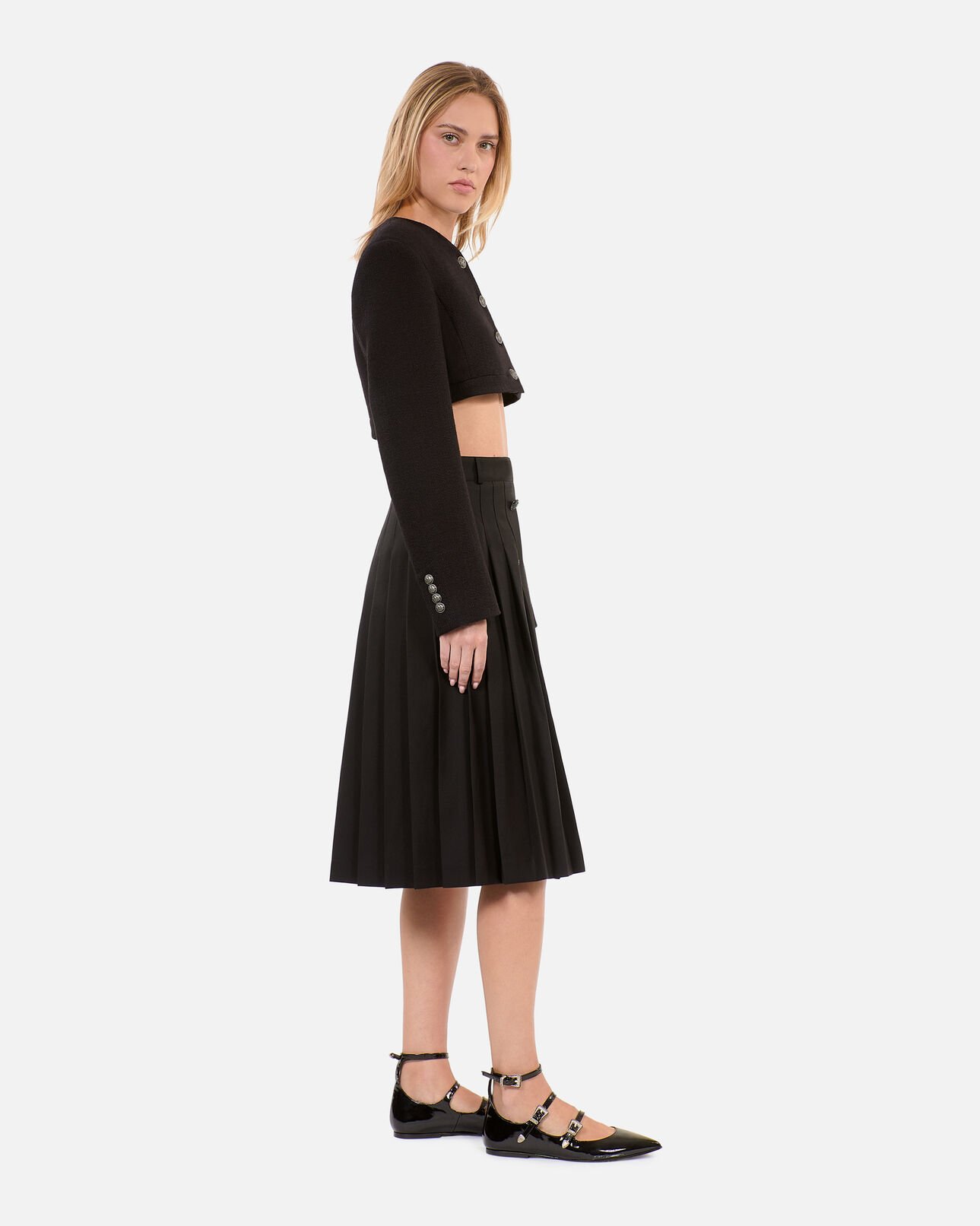 The Kooples WOMEN BLACK long black pleated skirt