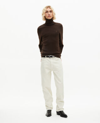 The Kooples HOMME DARK BROWN pull col roulé en laine mérinos marron