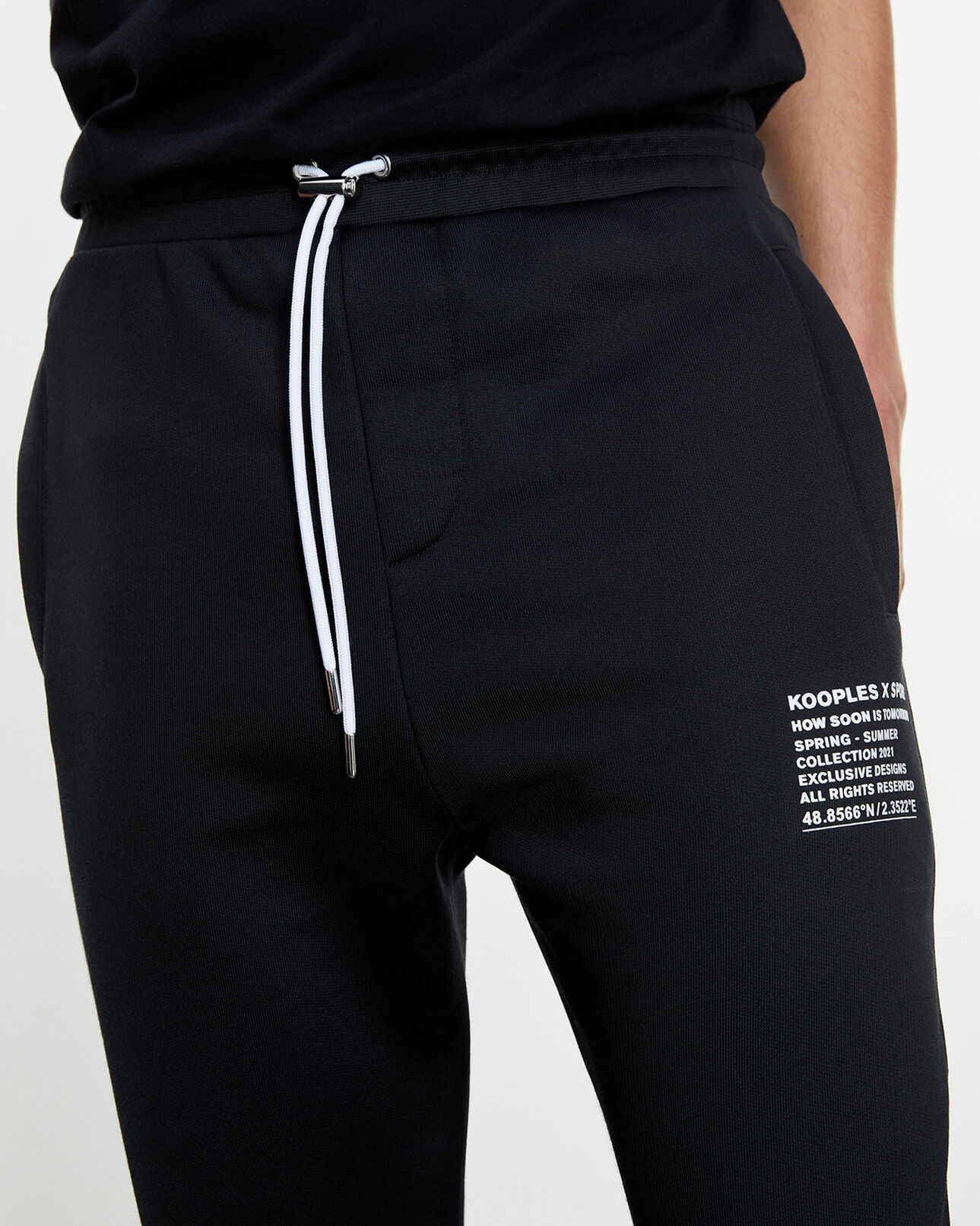 The Kooples HOMME BLACK jogging noir tissu technique à logo