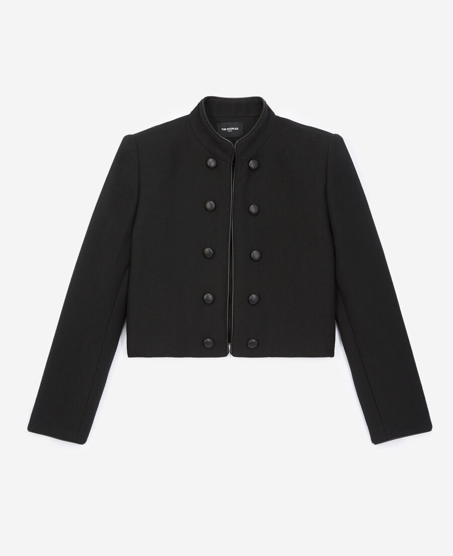 The Kooples WOMEN BLACK black officer-style cotton jacket