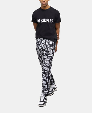 The Kooples HERREN BLACK / WHITE jogginghose mit logo-tape