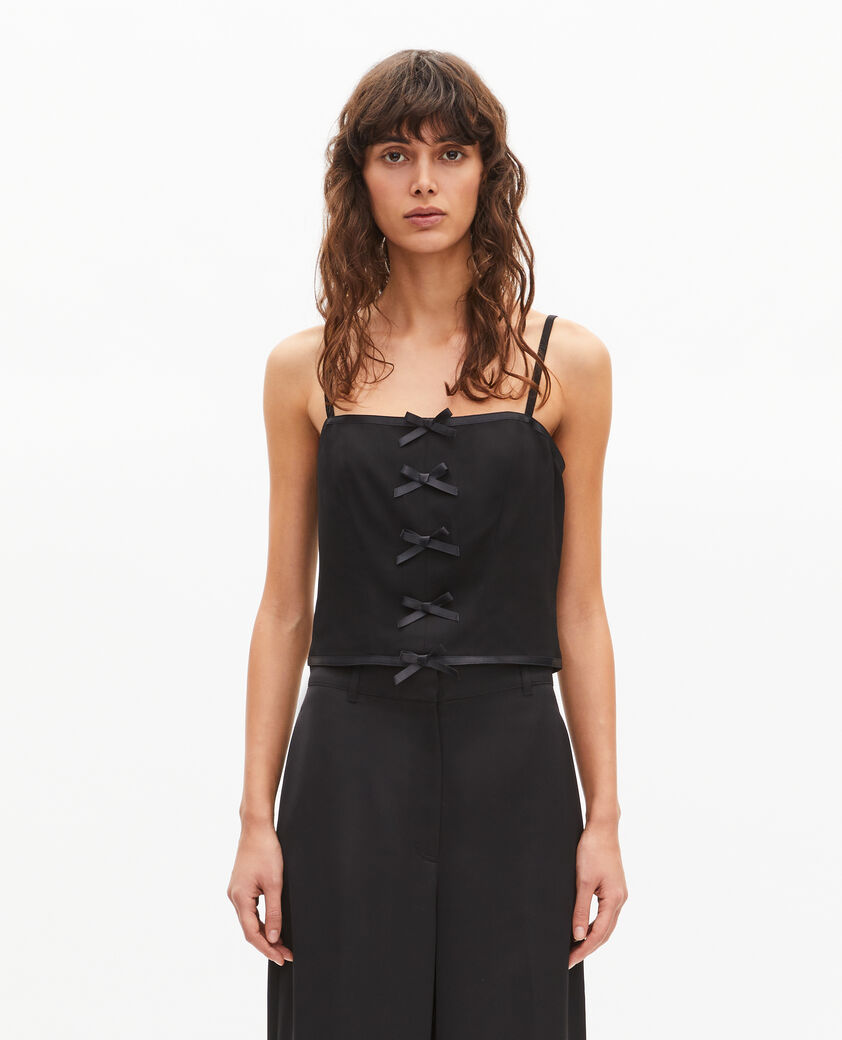 The Kooples MUJER BLACK top con detalle de lazo negro