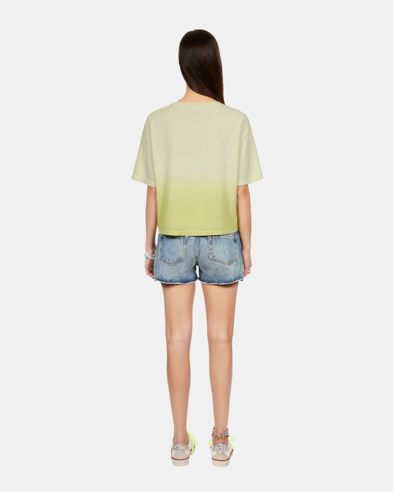 The Kooples WOMEN BRIGHT YELLOW gradient yellow t-shirt with venice serigraphy