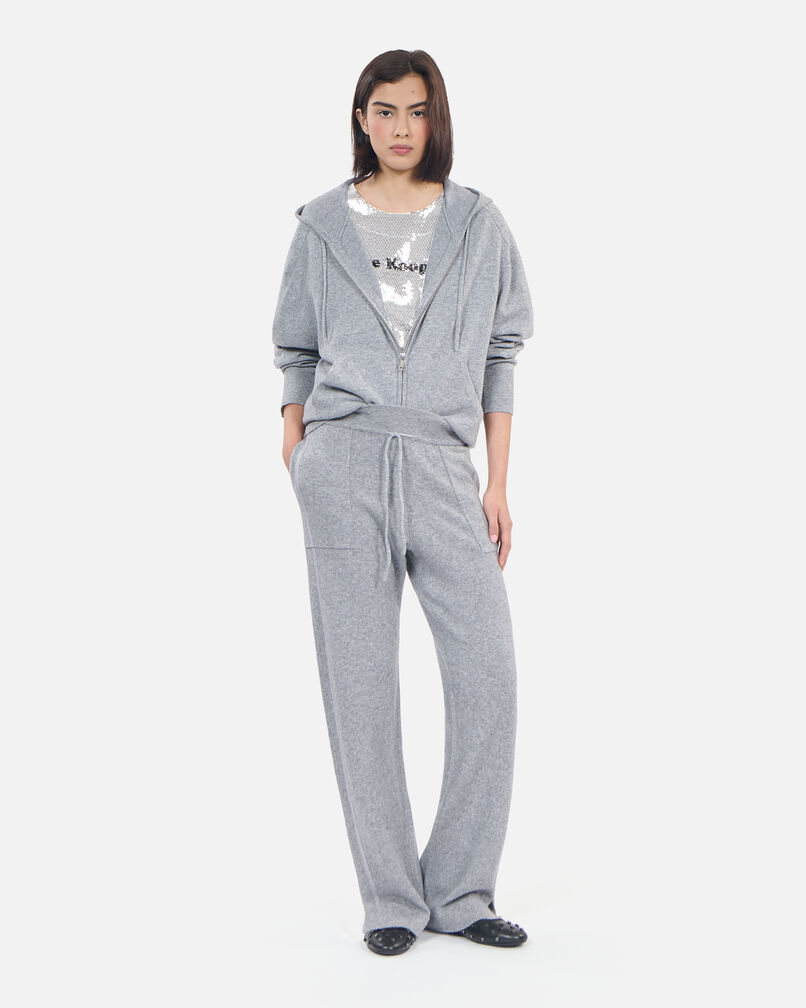 The Kooples F MIDDLE GREY MEL grey wool and cashmere hoodie