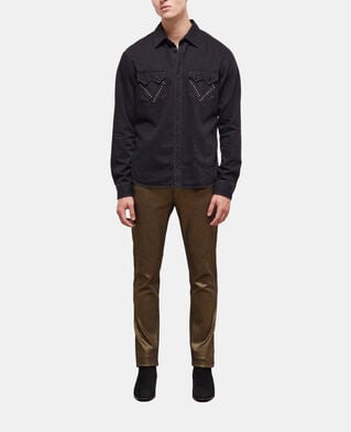 The Kooples MEN BLACK WASHED black studded shirt with classic collar