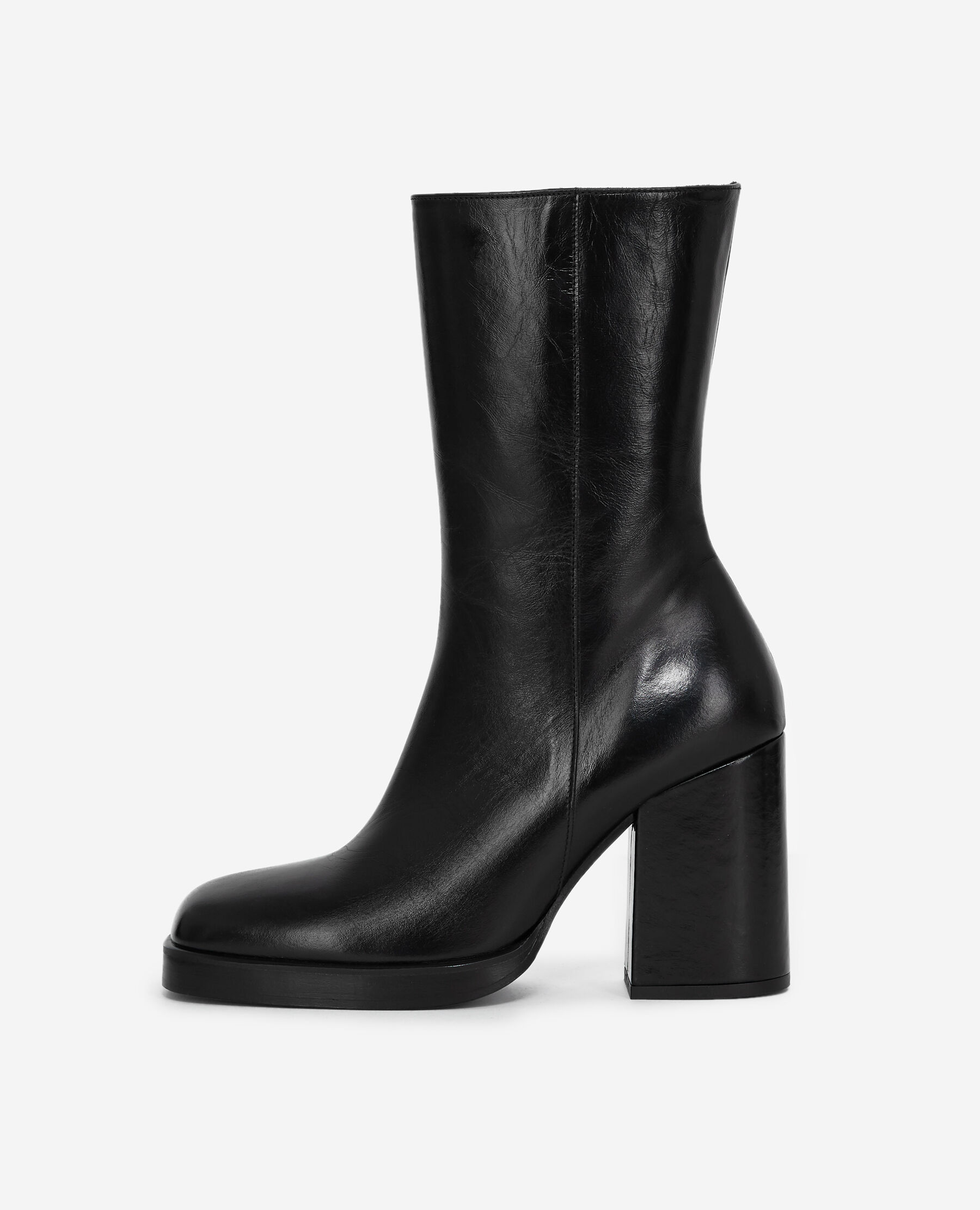 Bottines noires cuir glace a talon