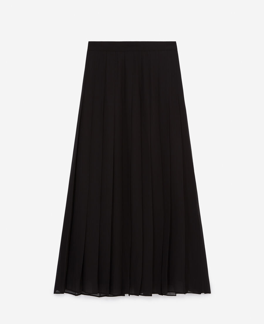 falda larga plisada fluida negra detalle