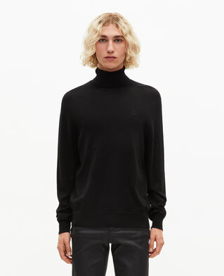 The Kooples HOMME BLACK pull col roulé en laine mérinos noir