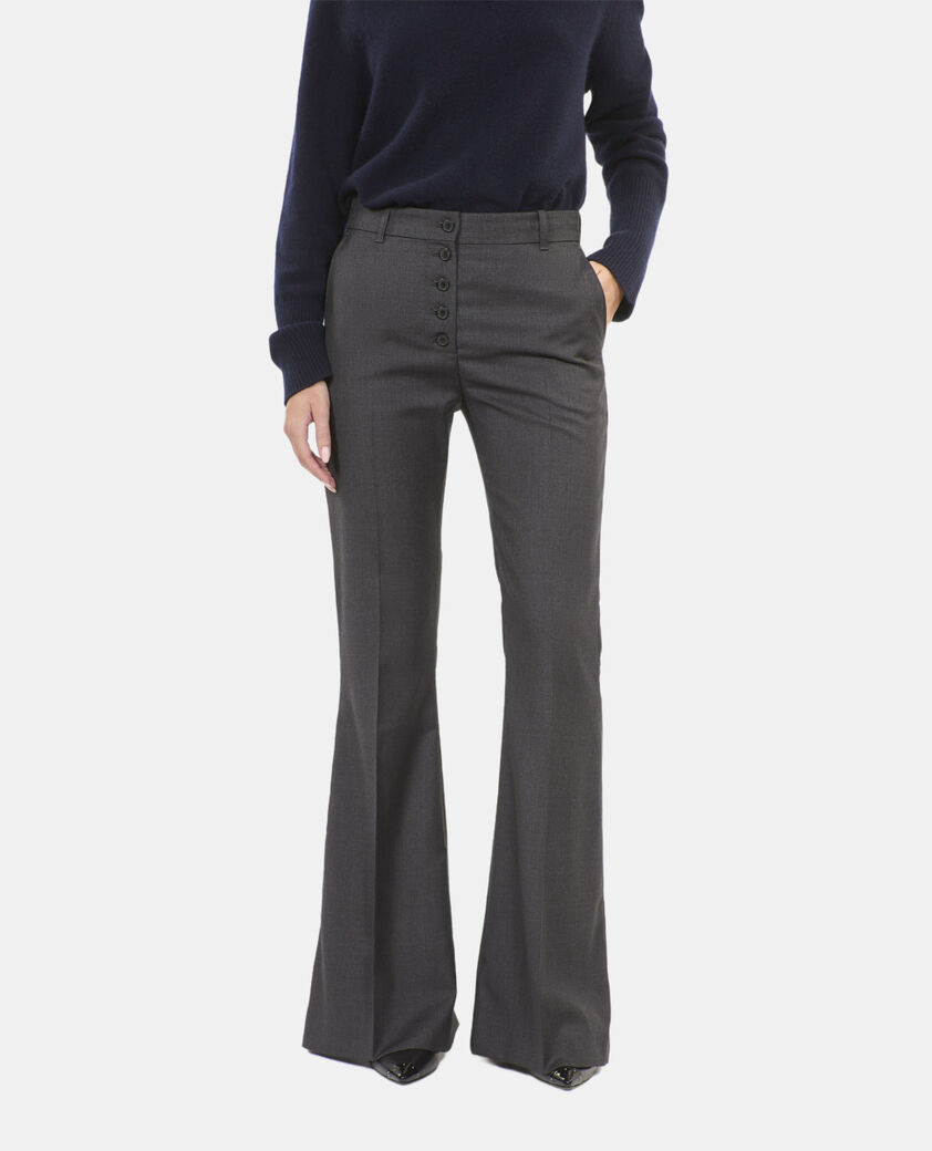 The Kooples FEMME GREY pantalon en laine flare gris