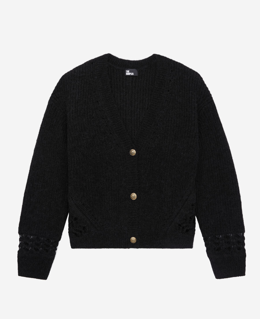 The Kooples F BLACK black wool-blend cardigan