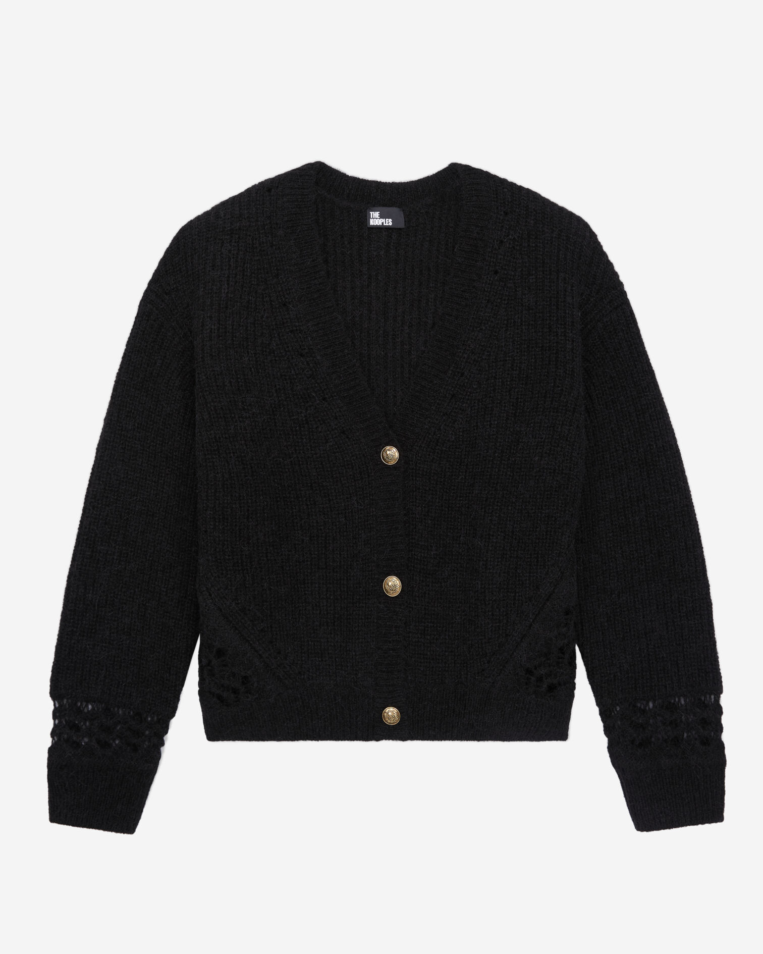 Cardigan noir en laine mélangée, BLACK, hi-res image number null