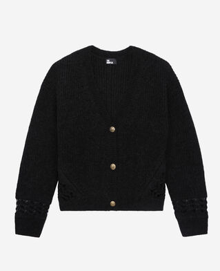 The Kooples F BLACK black wool-blend cardigan