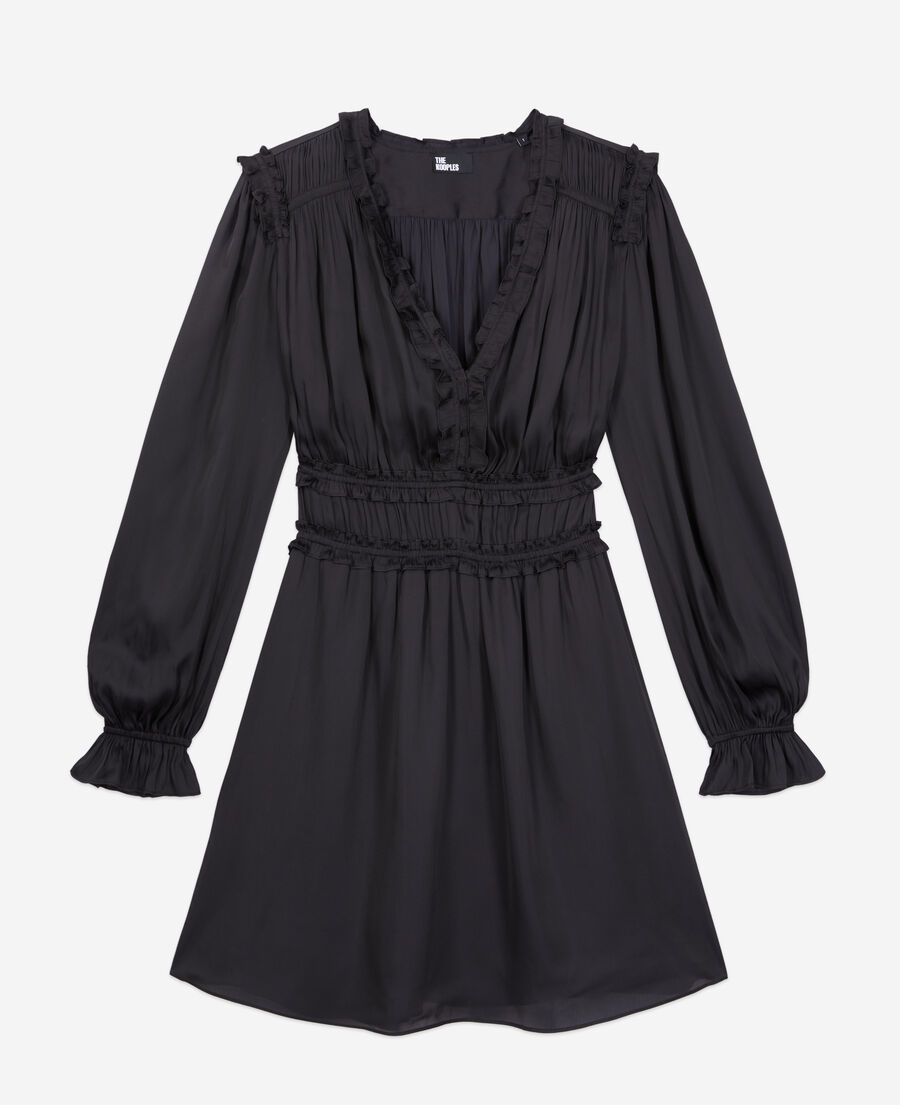 Short black dress with shirring | The Kooples - UK