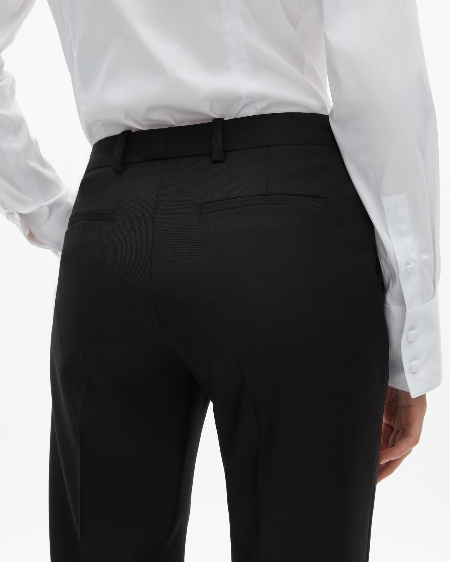 Black slim-fit wool tailored trousers , BLACK, hi-res image number null