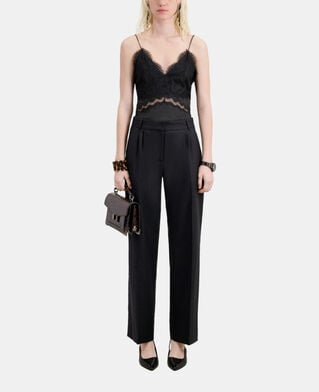 The Kooples FEMME BLACK pantalon à pinces noir en flanelle