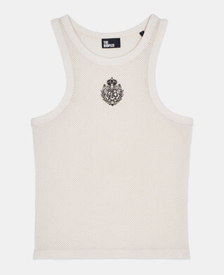 The Kooples DAMEN ECRU ecrufarbenes tr&auml;gerhemd mit wappen-motiv