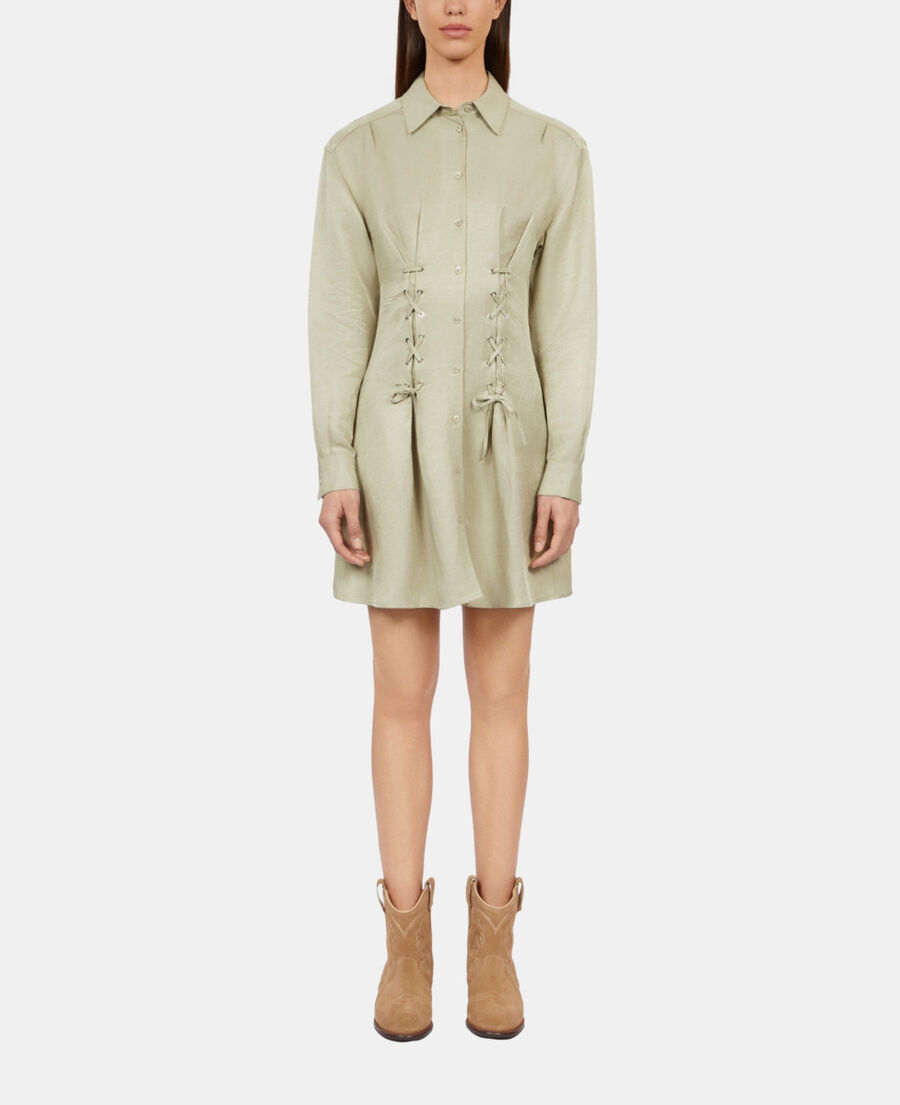 The Kooples FEMME KAKI GREY robe courte avec laçage vert clair