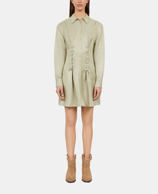 The Kooples FEMME KAKI GREY robe courte avec laçage vert clair